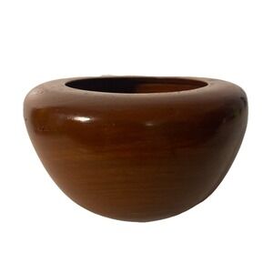 Hand Turned Cherry Wood Bowl Signed By Fred Straus Woodturner